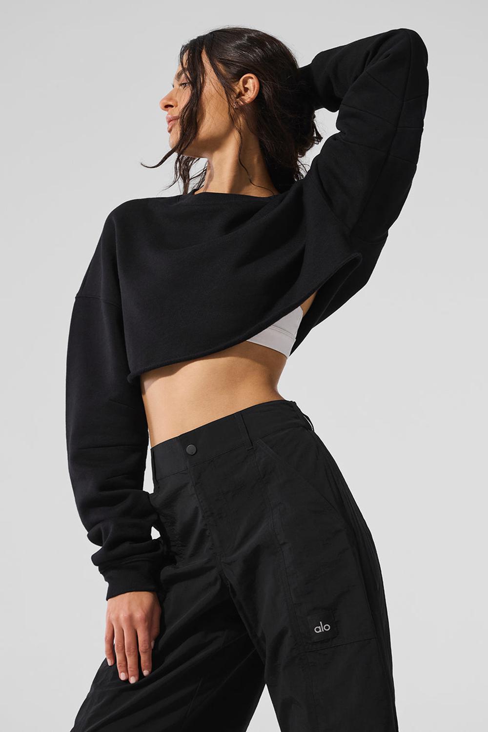 Φουτερ γυναικεια Alo Yoga Extreme Cropped μαυρα | Greece  ENMUR-7189