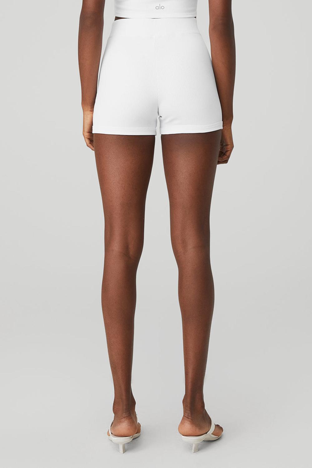 Σορτσ γυναικεια Alo Yoga Goddess Ribbed High-Waist Hot ασπρα | Greece  UYJLI-6715