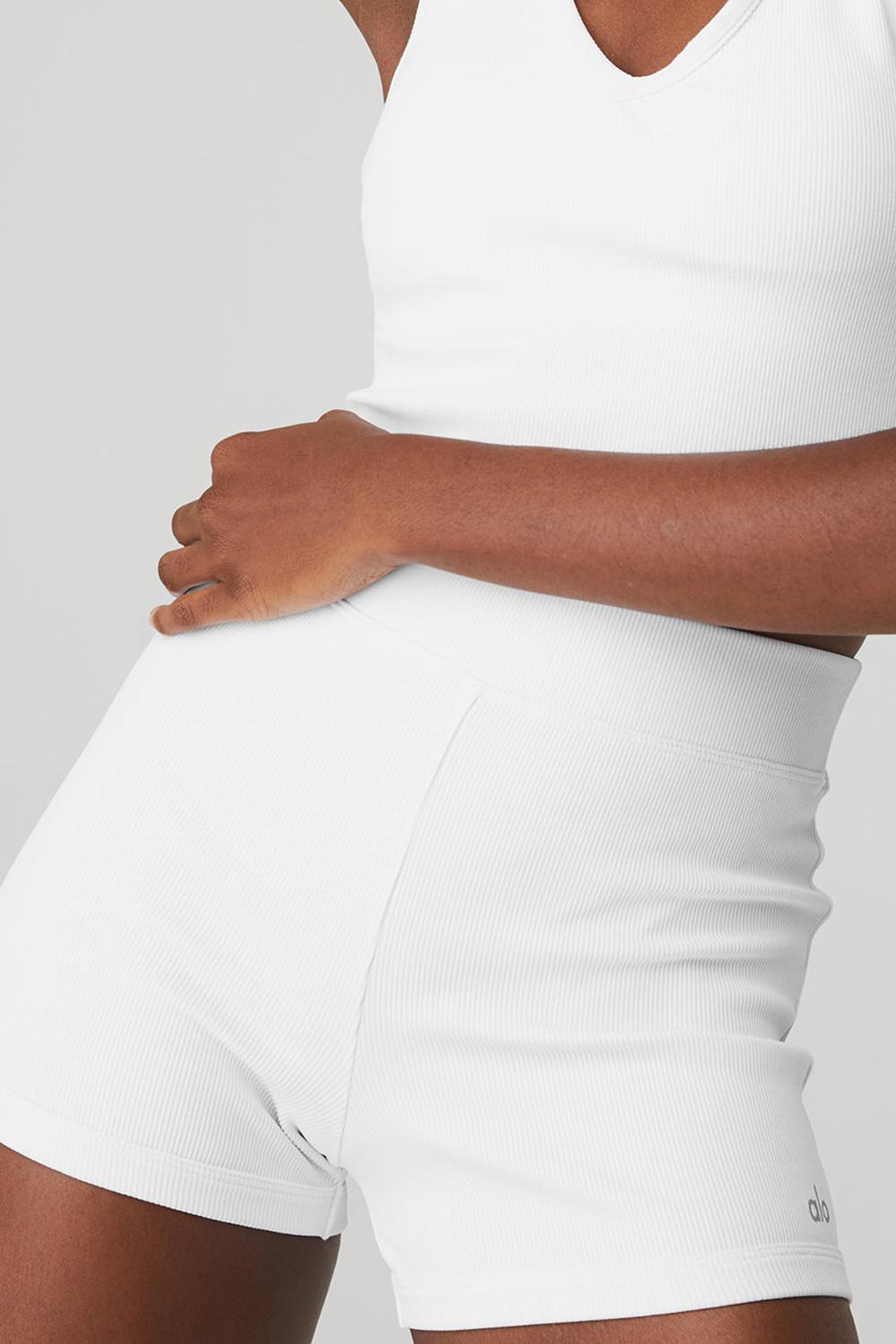 Σορτσ γυναικεια Alo Yoga Goddess Ribbed High-Waist Hot ασπρα | Greece  UYJLI-6715