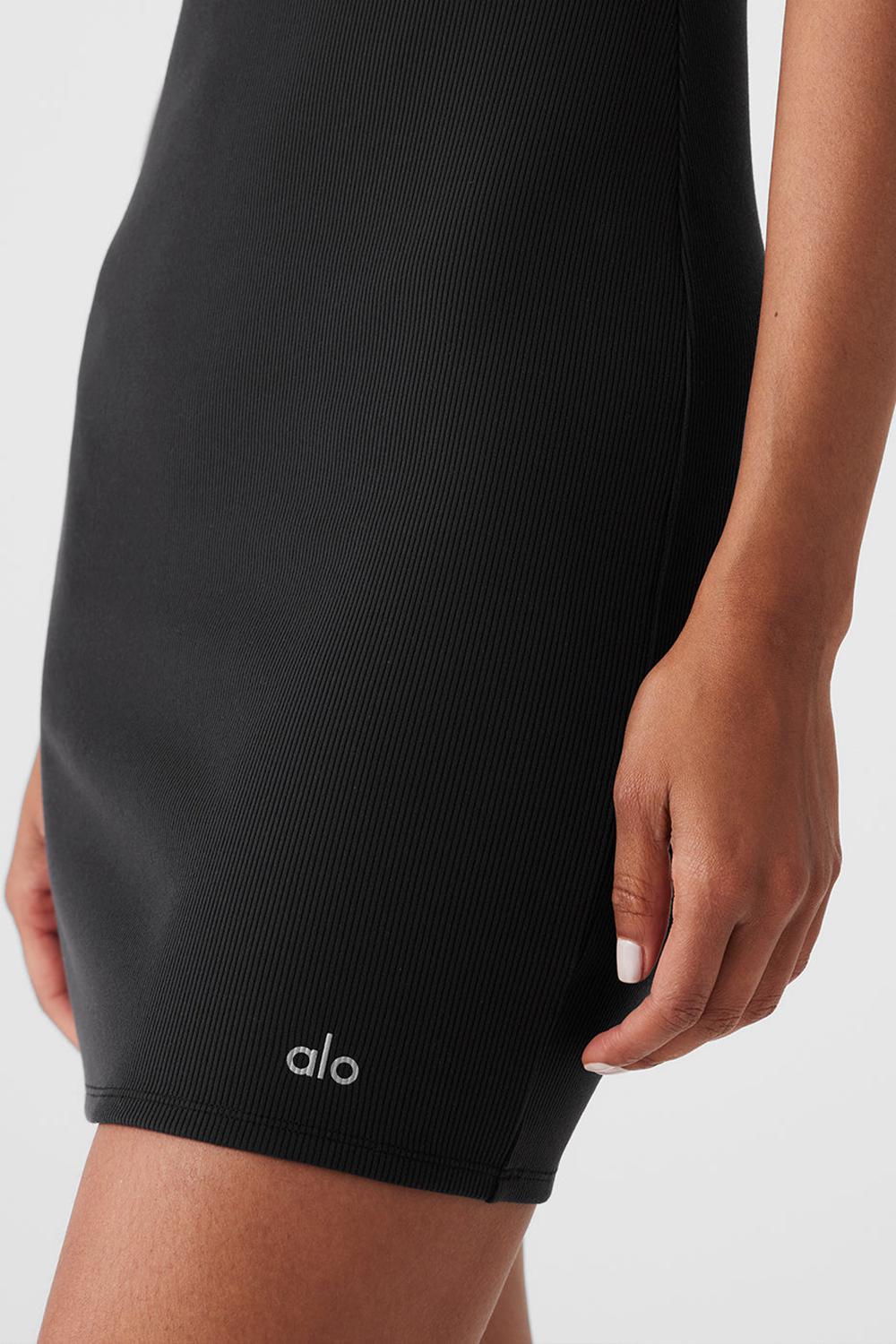 Φορεμα γυναικεια Alo Yoga Goddess Ribbed Spaghetti Strap μαυρα | Greece  YVWUK-8953