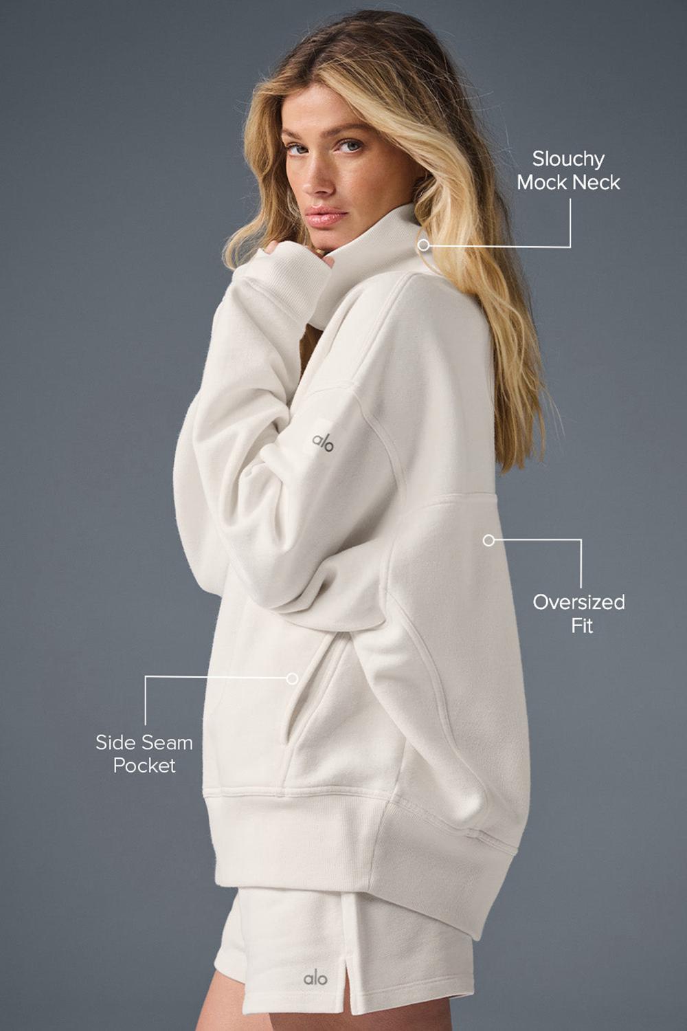 Φουτερ γυναικεια Alo Yoga Hazy Mock Neck Ivory | Greece  JEPCS-1892
