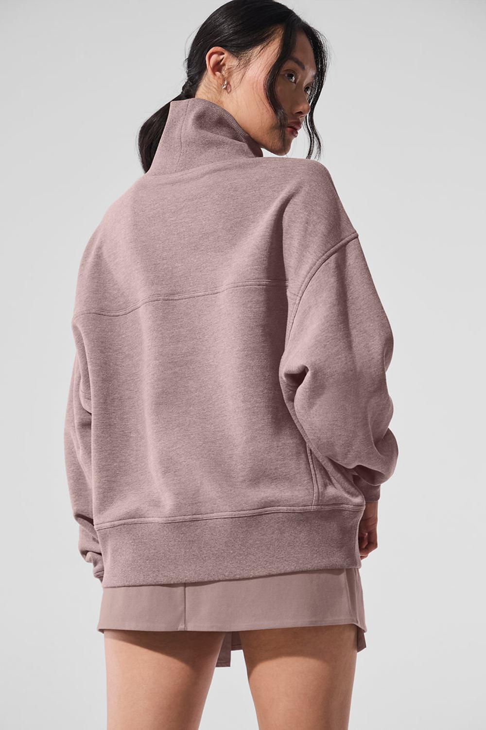 Φουτερ γυναικεια Alo Yoga Hazy Mock Neck Mushroom Heather | Greece  KBCIJ-2715