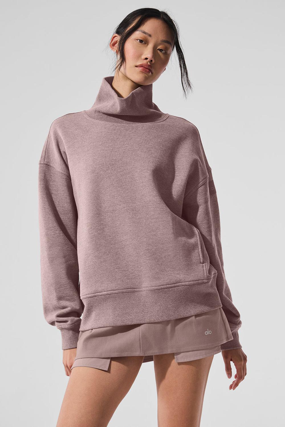 Φουτερ γυναικεια Alo Yoga Hazy Mock Neck Mushroom Heather | Greece  KBCIJ-2715