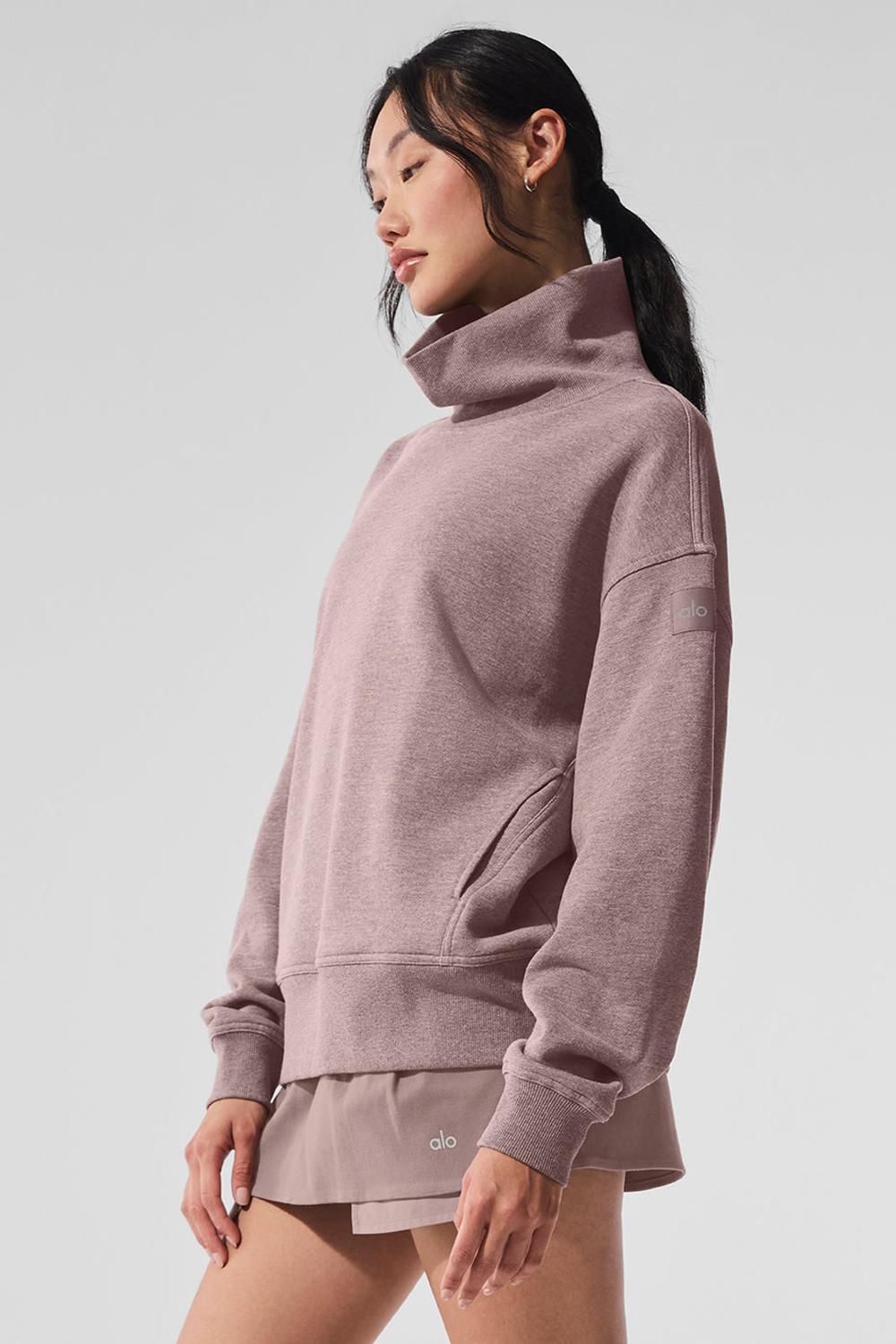 Φουτερ γυναικεια Alo Yoga Hazy Mock Neck Mushroom Heather | Greece  KBCIJ-2715