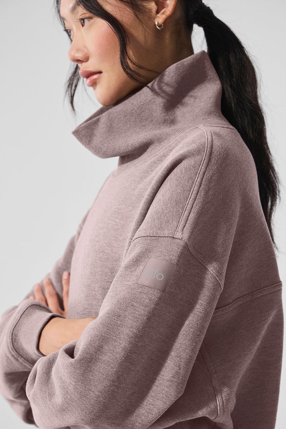 Φουτερ γυναικεια Alo Yoga Hazy Mock Neck Mushroom Heather | Greece  KBCIJ-2715