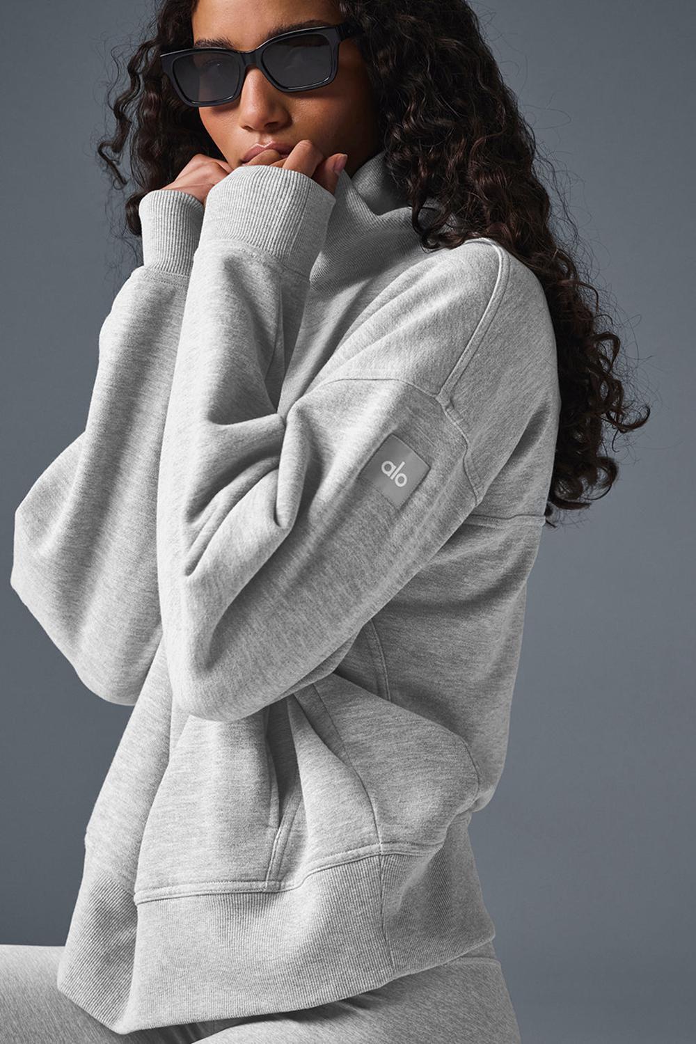 Φουτερ γυναικεια Alo Yoga Hazy Mock Neck γκρι | Greece  CMRGT-1854