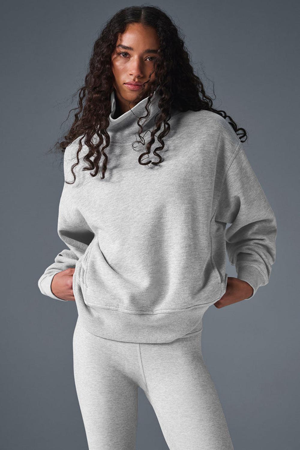 Φουτερ γυναικεια Alo Yoga Hazy Mock Neck γκρι | Greece  CMRGT-1854