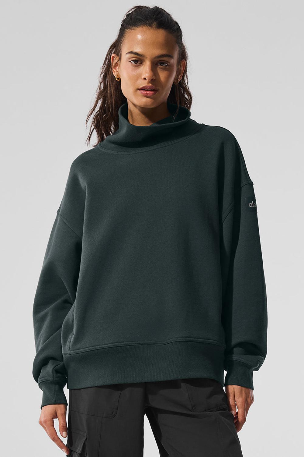 Φουτερ γυναικεια Alo Yoga Hazy Mock Neck πρασινο | Greece  JMAYR-9365