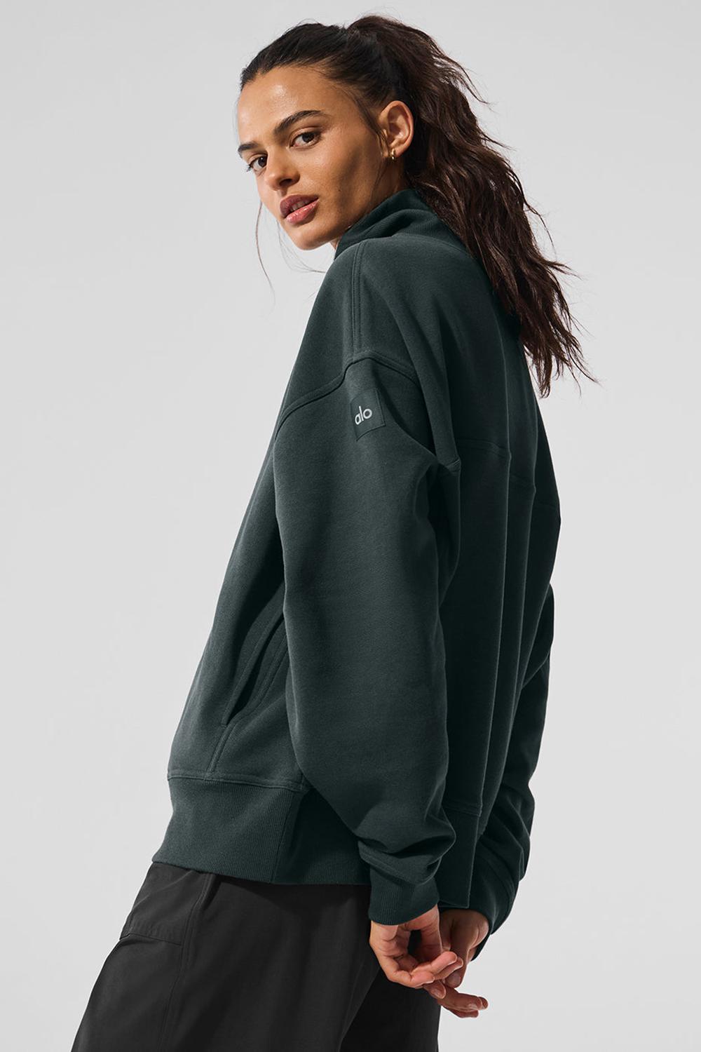 Φουτερ γυναικεια Alo Yoga Hazy Mock Neck πρασινο | Greece  JMAYR-9365