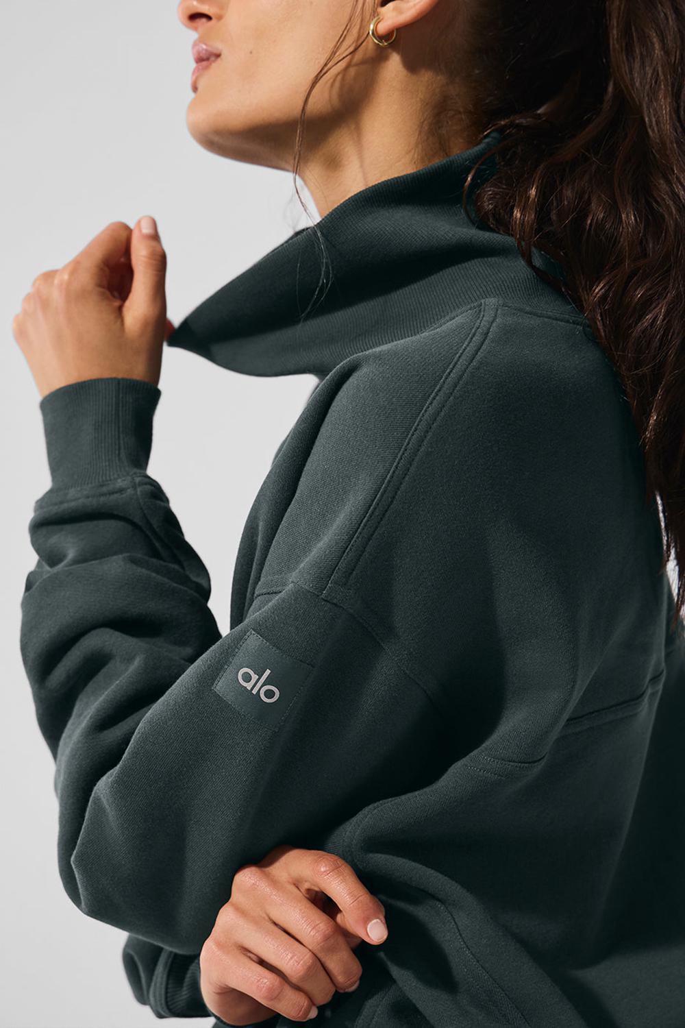 Φουτερ γυναικεια Alo Yoga Hazy Mock Neck πρασινο | Greece  JMAYR-9365