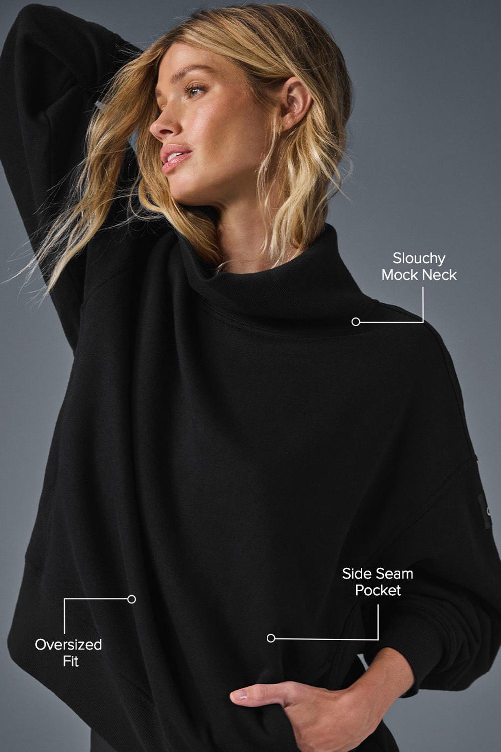 Φουτερ γυναικεια Alo Yoga Hazy Mock Neck μαυρα | Greece  KFOIX-8910
