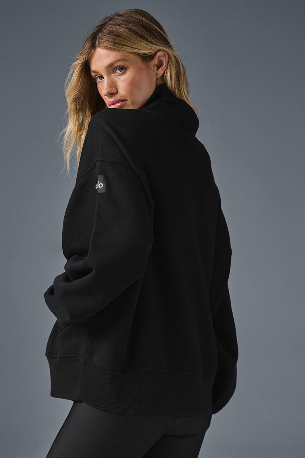Φουτερ γυναικεια Alo Yoga Hazy Mock Neck μαυρα | Greece  KFOIX-8910