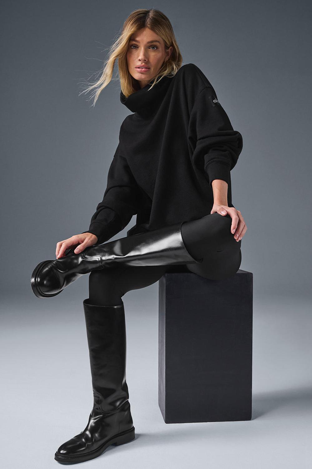 Φουτερ γυναικεια Alo Yoga Hazy Mock Neck μαυρα | Greece  KFOIX-8910