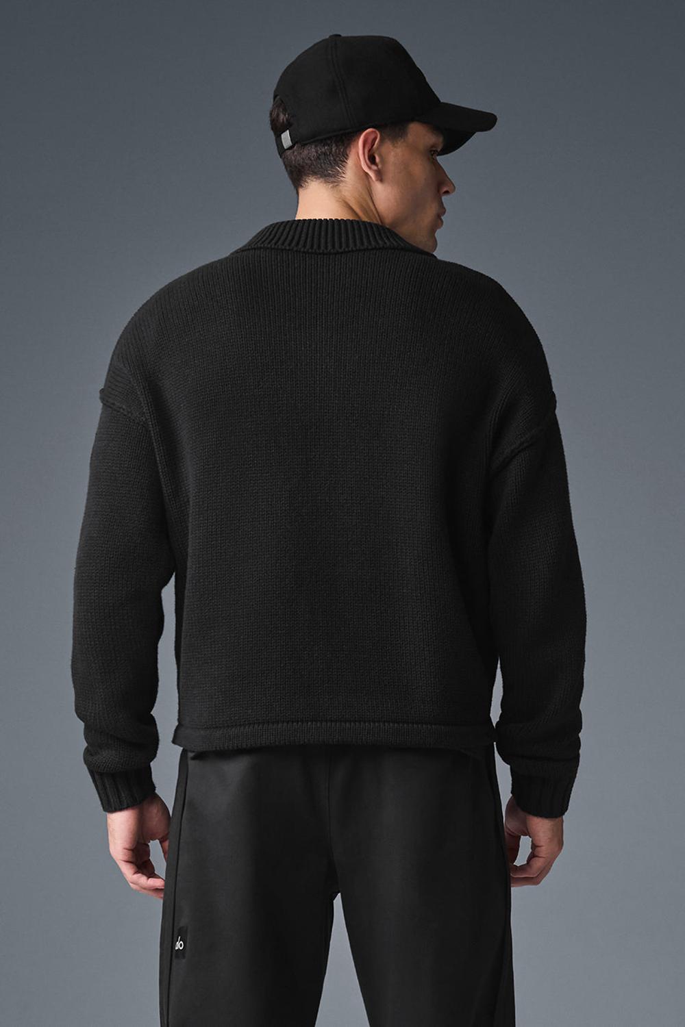 Πουλόβερ ανδρικα Alo Yoga Heritage Full Zip μαυρα | Greece  PDXAG-4918