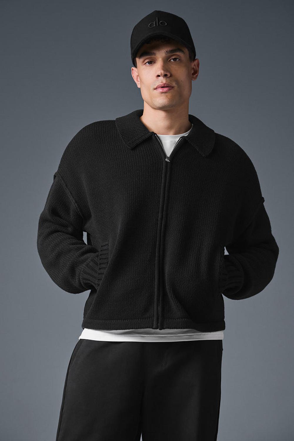 Πουλόβερ ανδρικα Alo Yoga Heritage Full Zip μαυρα | Greece  PDXAG-4918