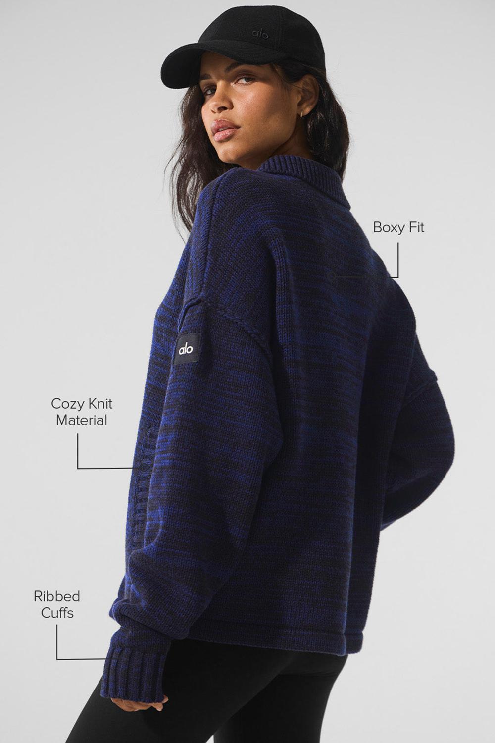 Πουλόβερ γυναικεια Alo Yoga Heritage Full Zip σκουρο μπλε | Greece  TGXFH-5768