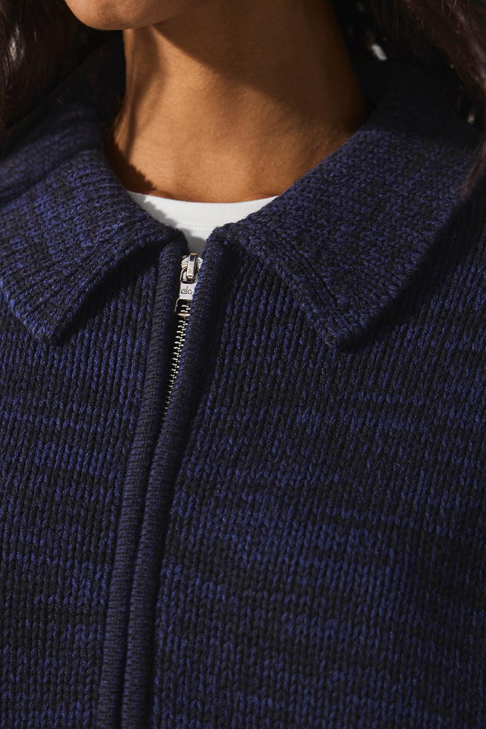 Πουλόβερ γυναικεια Alo Yoga Heritage Full Zip σκουρο μπλε | Greece  TGXFH-5768