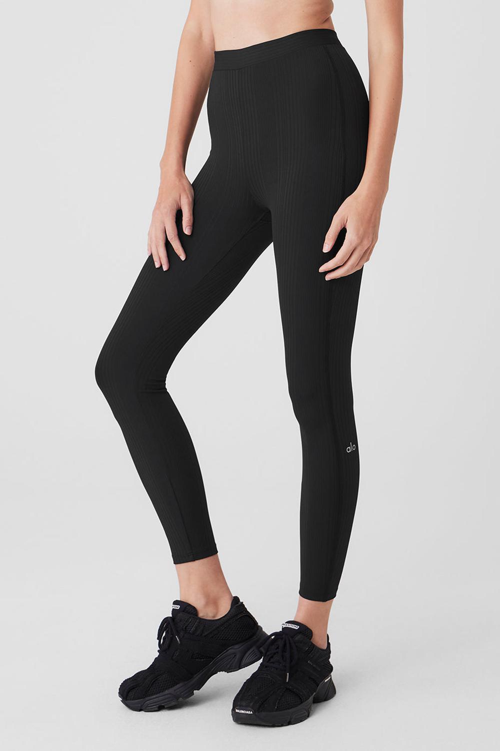 Κολαν γυναικεια Alo Yoga High-Waist 7/8 Run It Back μαυρα | Greece  EGHBA-5279