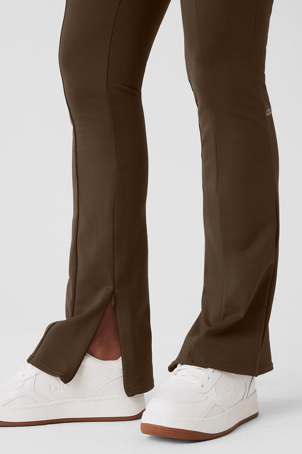 Κολαν γυναικεια Alo Yoga High-Waist 7/8 Zip It Flare Espresso | Greece  ZAYUL-4509