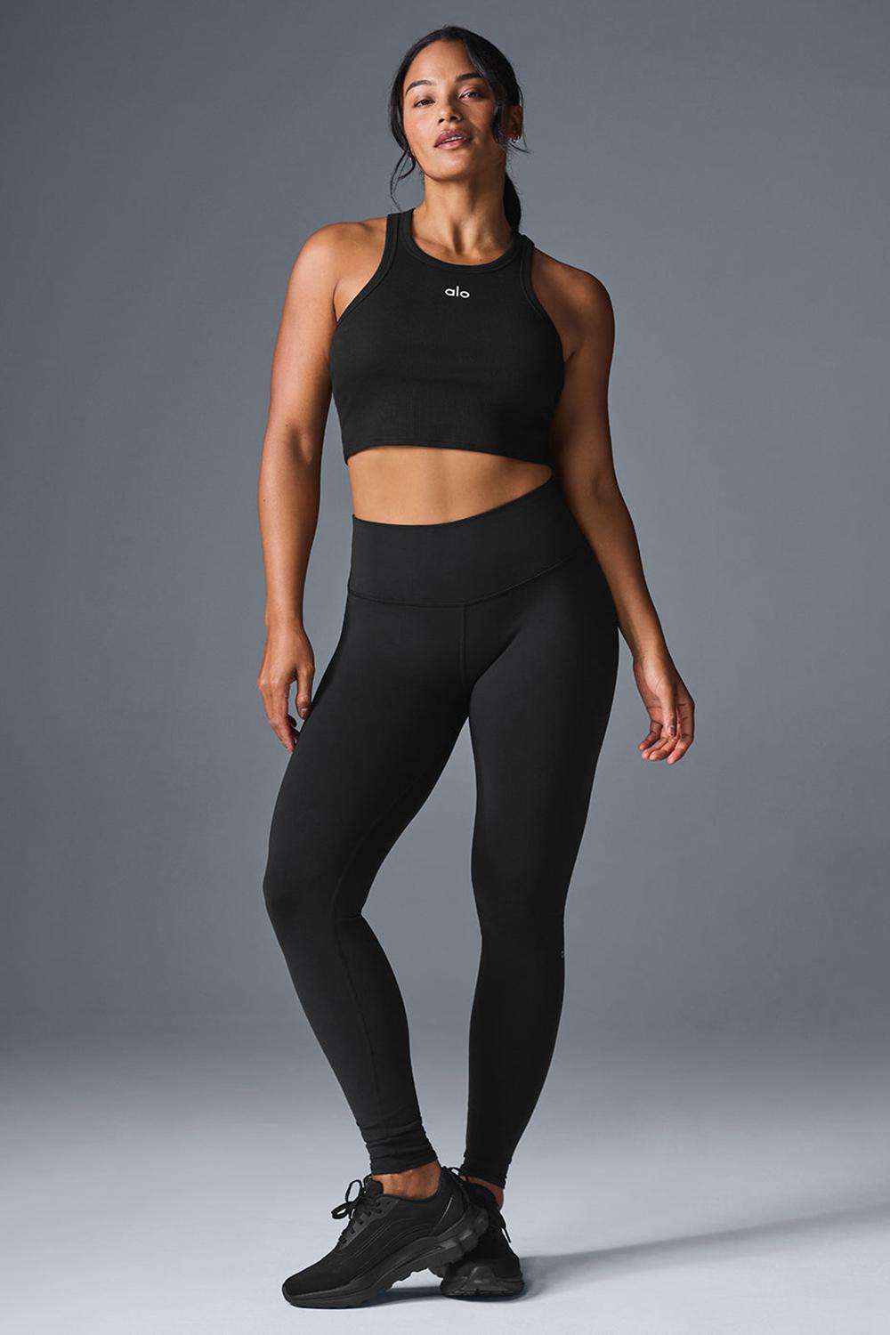 Κολαν γυναικεια Alo Yoga High-Waist Airbrush μαυρα | Greece  ZRDCY-9248