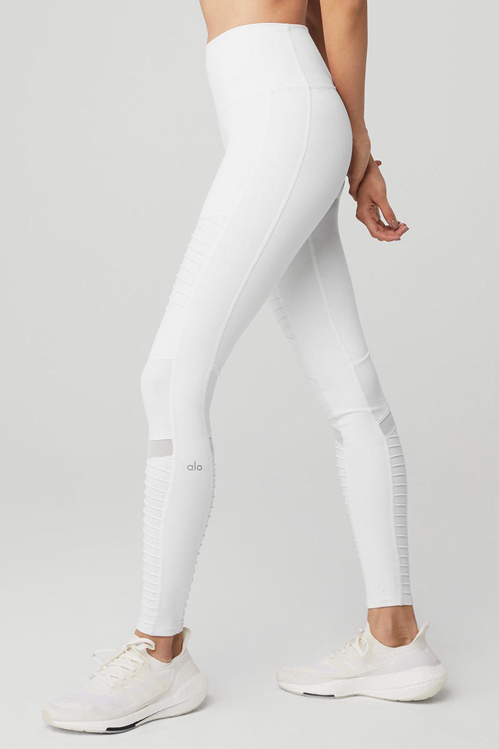 Κολαν γυναικεια Alo Yoga High-Waist Moto ασπρα ασπρα | Greece  DWKEQ-8293