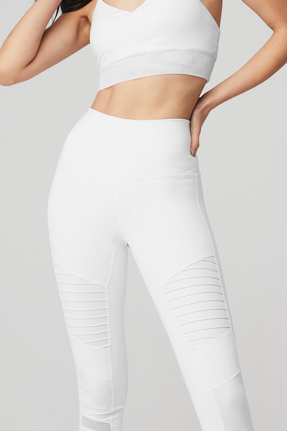 Κολαν γυναικεια Alo Yoga High-Waist Moto ασπρα ασπρα | Greece  DWKEQ-8293