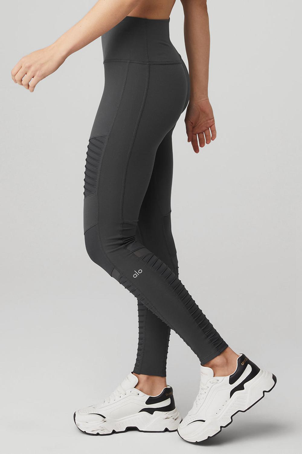 Κολαν γυναικεια Alo Yoga High-Waist Motos Anthracite / Anthracite Glossy | Greece  LVPBC-5620