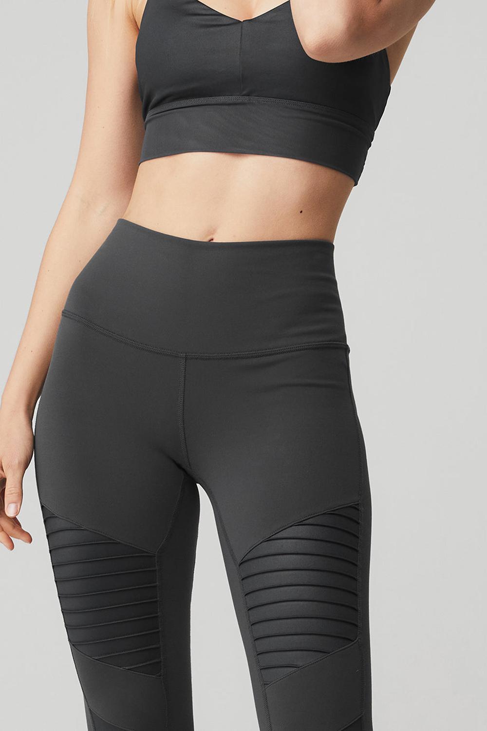 Κολαν γυναικεια Alo Yoga High-Waist Motos Anthracite / Anthracite Glossy | Greece  LVPBC-5620