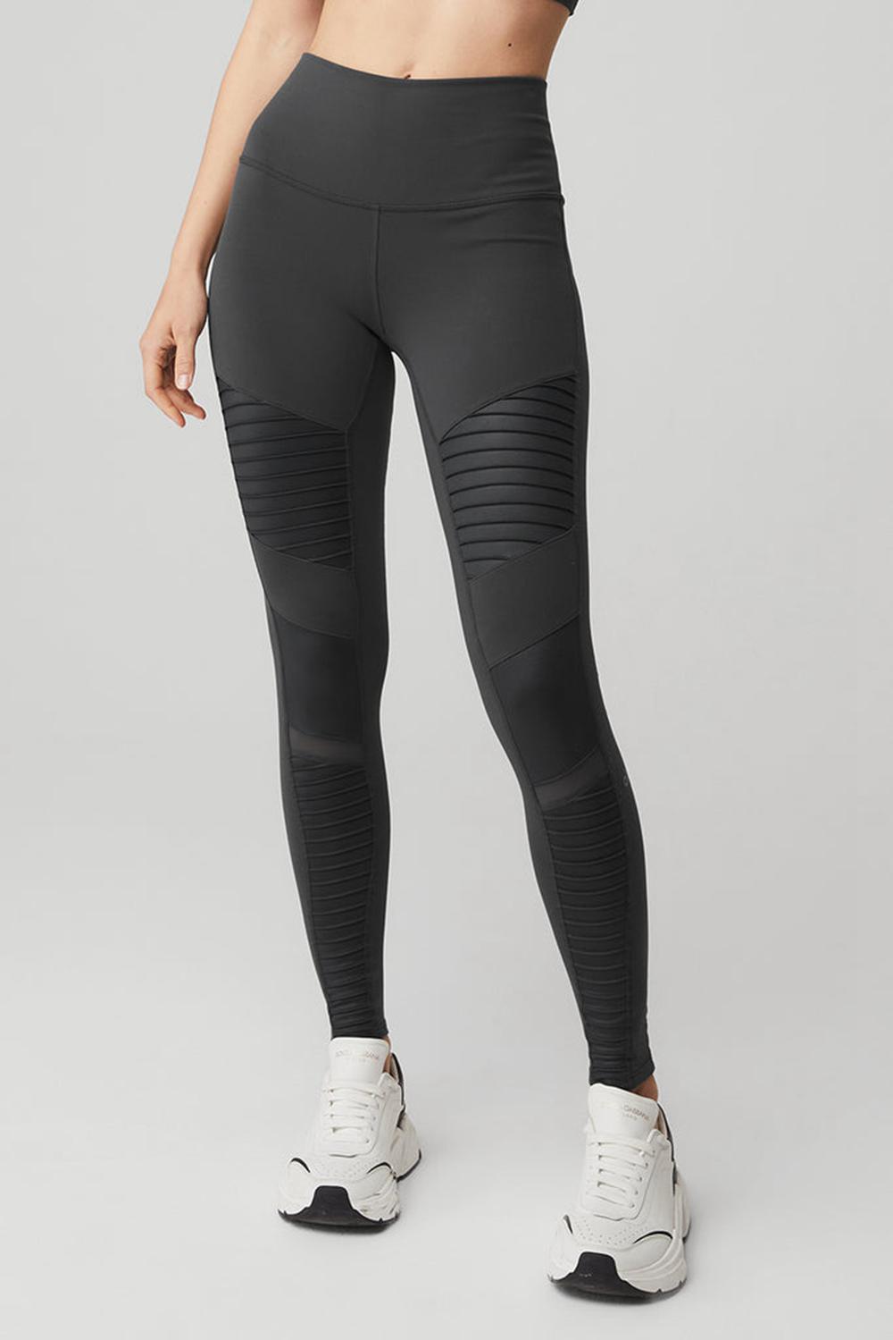 Κολαν γυναικεια Alo Yoga High-Waist Motos Anthracite / Anthracite Glossy | Greece  LVPBC-5620