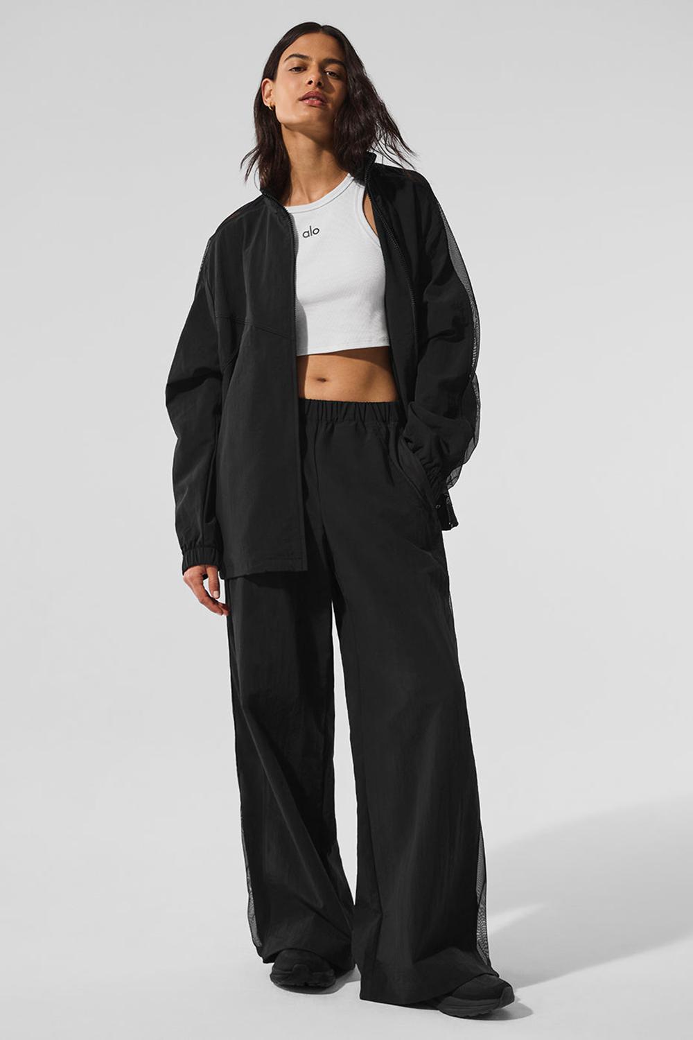 Παντελονι γυναικεια Alo Yoga High-Waist Origin Wide Leg Track μαυρα | Greece  UIYPG-9207