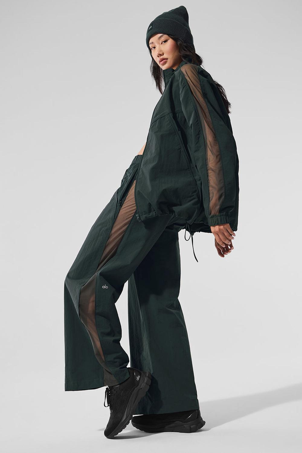 Παντελονι γυναικεια Alo Yoga High-Waist Origin Wide Leg Track πρασινο | Greece  HDYWX-5231