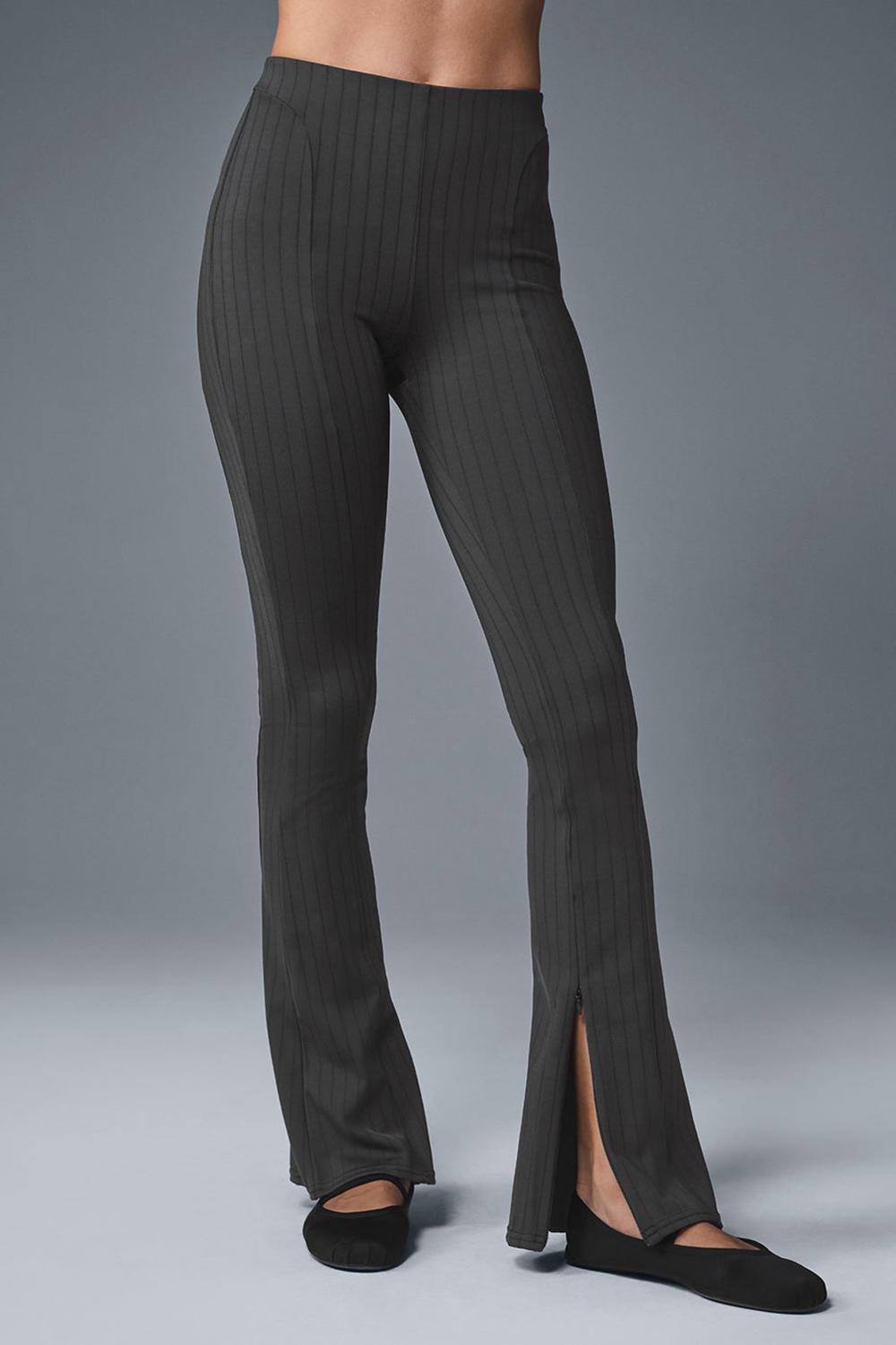 Κολαν γυναικεια Alo Yoga High-Waist Pinstripe Zip It Flare μαυρα | Greece  ZKJME-1374