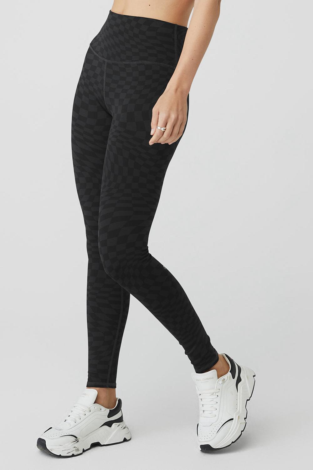 Κολαν γυναικεια Alo Yoga Jacquard High-Waist Checkered μαυρα | Greece  PYCIA-2368