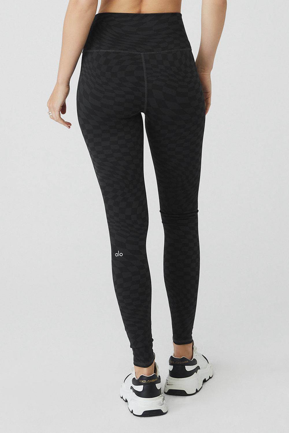 Κολαν γυναικεια Alo Yoga Jacquard High-Waist Checkered μαυρα | Greece  PYCIA-2368