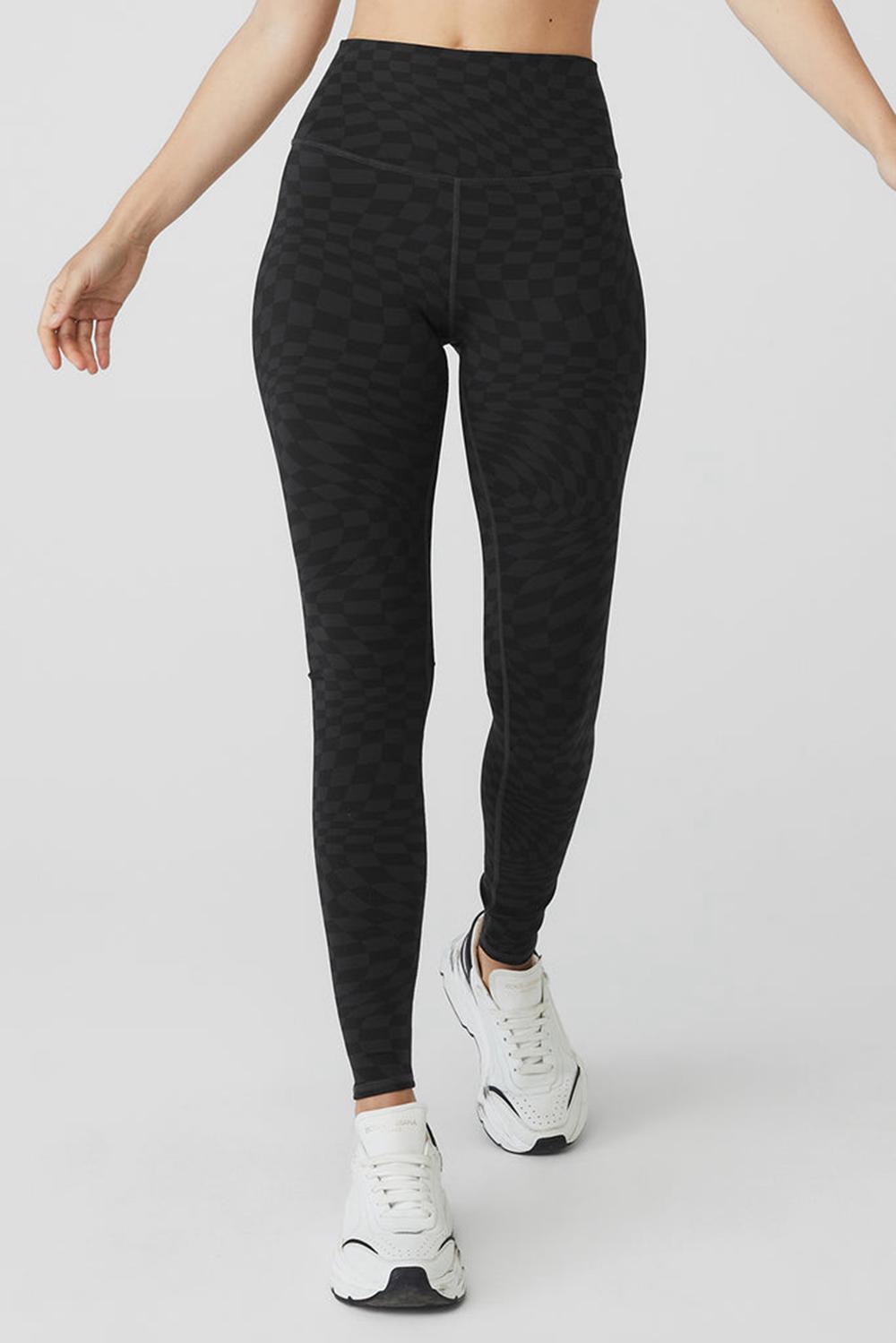 Κολαν γυναικεια Alo Yoga Jacquard High-Waist Checkered μαυρα | Greece  PYCIA-2368