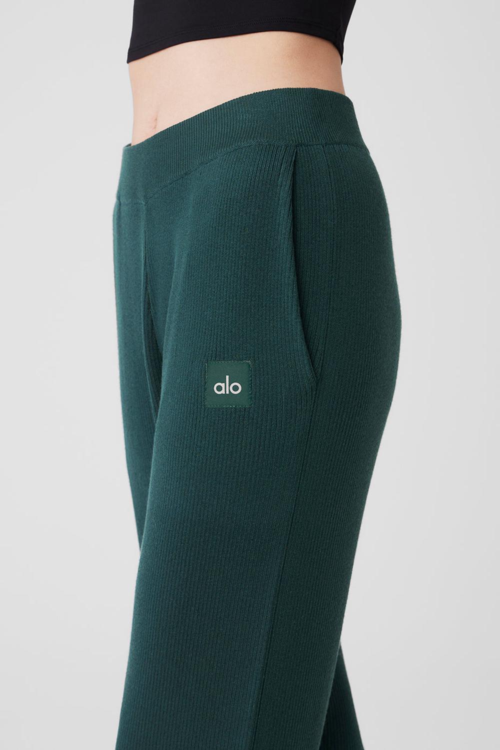 Παντελονι γυναικεια Alo Yoga Knit High-Waist Salana Wide Leg πρασινο | Greece  ADNQP-1870
