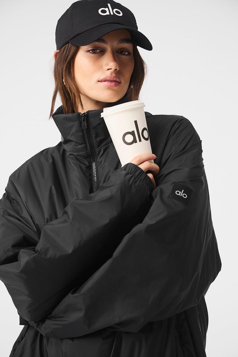 Μπουφαν γυναικεια Alo Yoga Latitude Light Weight 1/2 Zip Pullover μαυρα | Greece  NPFKE-1349