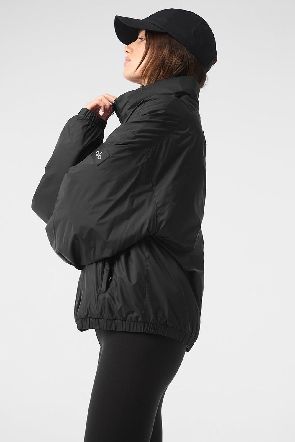 Μπουφαν γυναικεια Alo Yoga Latitude Light Weight 1/2 Zip Pullover μαυρα | Greece  NPFKE-1349
