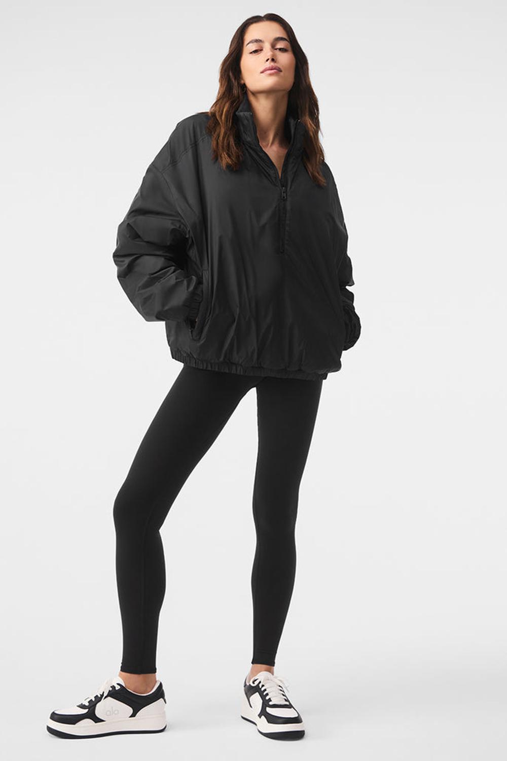 Μπουφαν γυναικεια Alo Yoga Latitude Light Weight 1/2 Zip Pullover μαυρα | Greece  NPFKE-1349