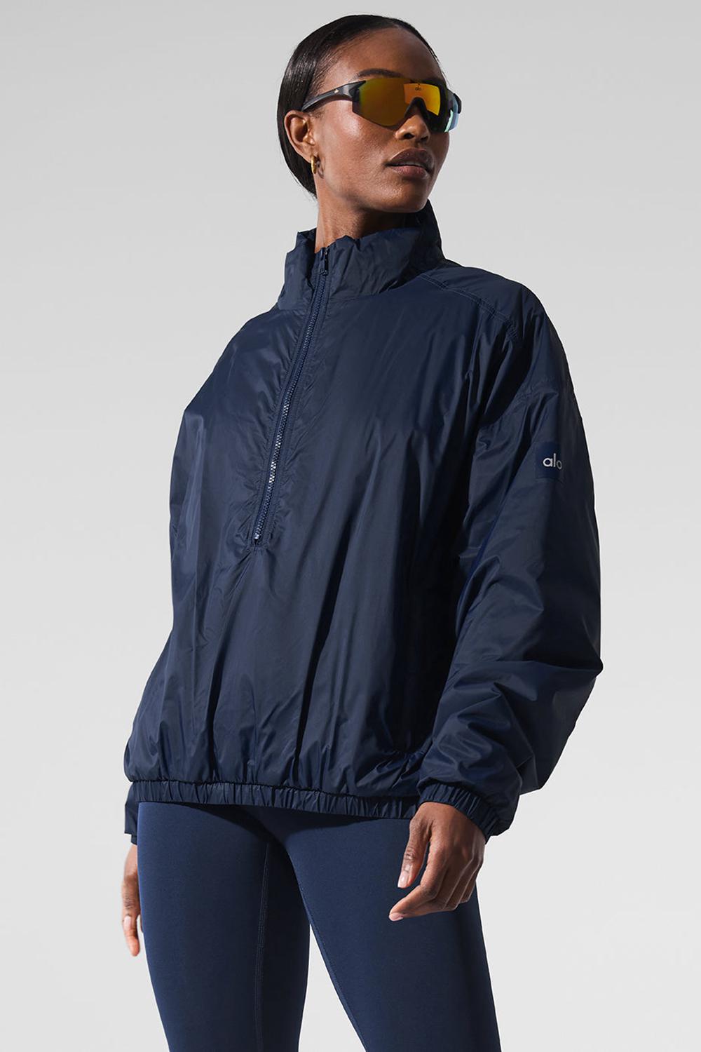 Μπουφαν γυναικεια Alo Yoga Latitude Light Weight 1/2 Zip Pullover σκουρο μπλε | Greece  PDHBX-1462