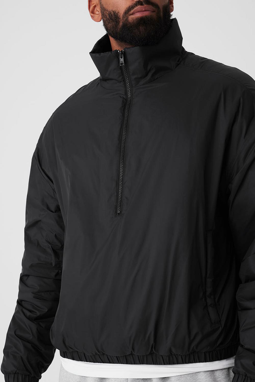 Μπουφαν ανδρικα Alo Yoga Latitude Light Weight 1/2 Zip Pullover μαυρα | Greece  PLQKB-0253