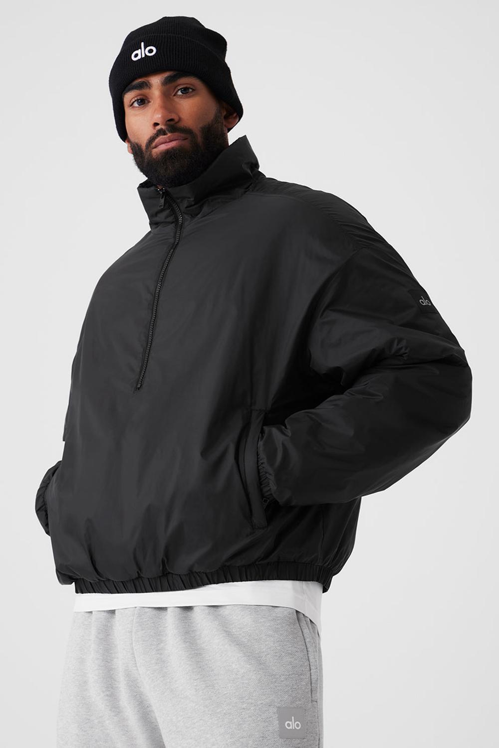 Μπουφαν ανδρικα Alo Yoga Latitude Light Weight 1/2 Zip Pullover μαυρα | Greece  PLQKB-0253