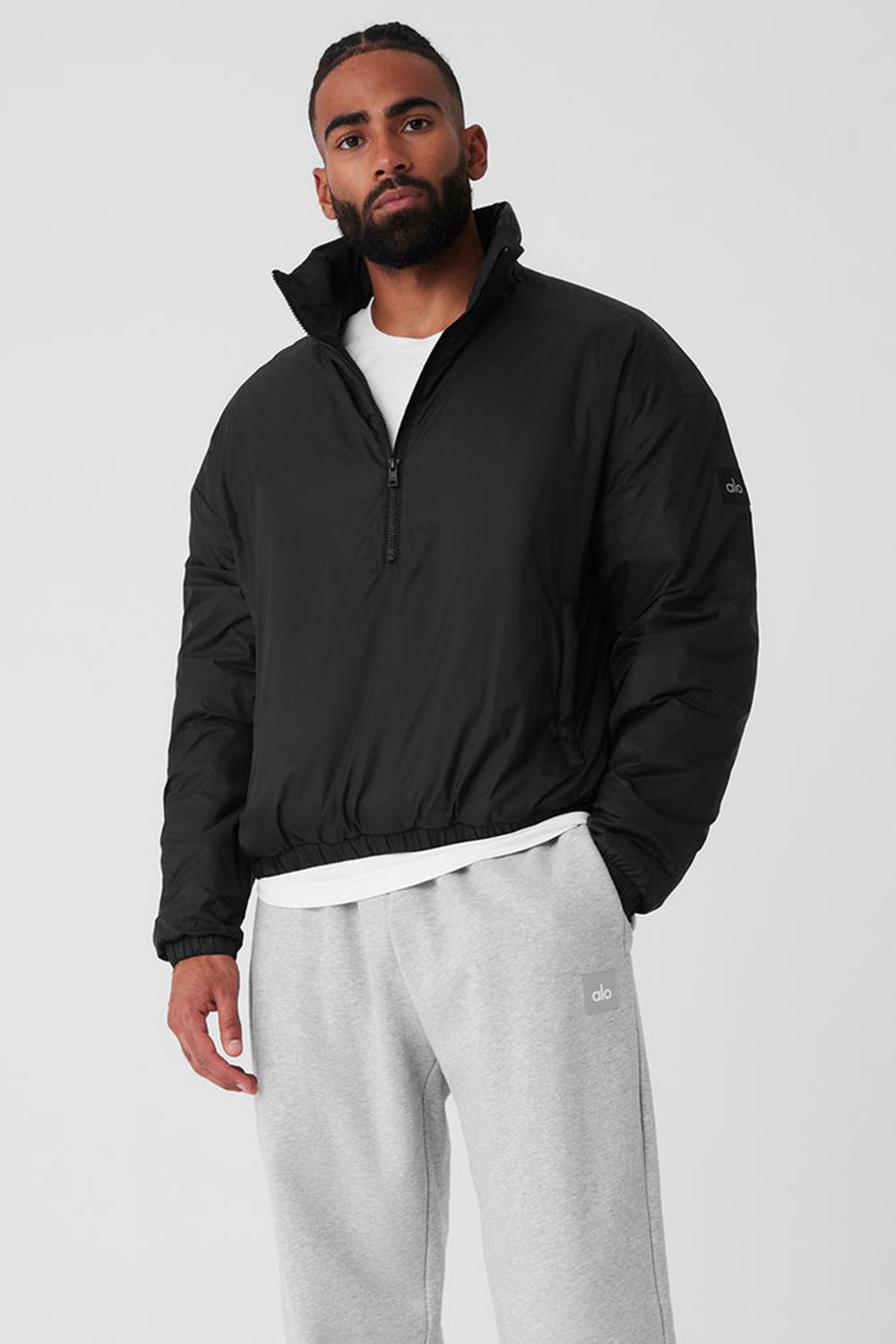 Μπουφαν ανδρικα Alo Yoga Latitude Light Weight 1/2 Zip Pullover μαυρα | Greece  PLQKB-0253