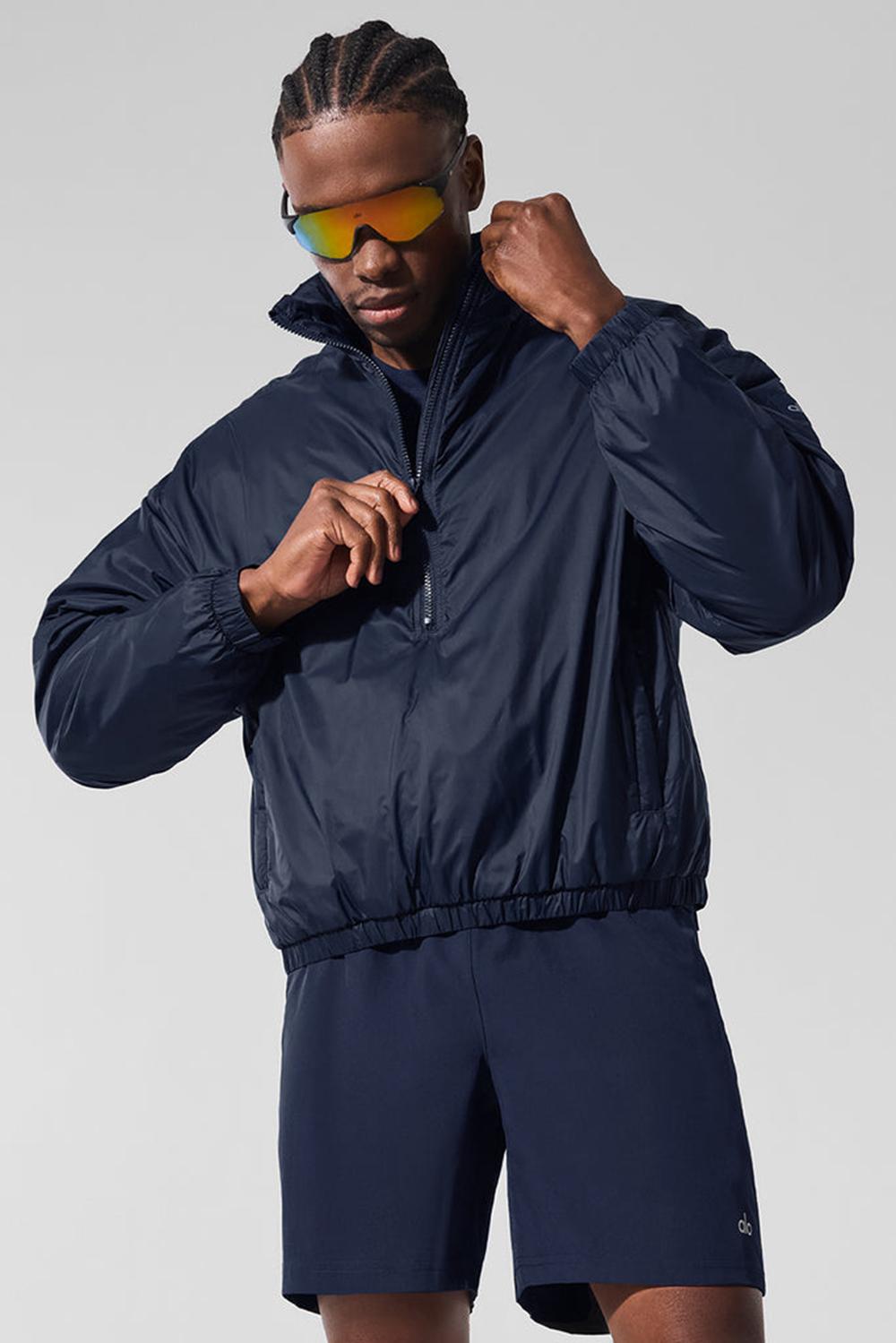 Μπουφαν ανδρικα Alo Yoga Latitude Light Weight 1/2 Zip Pullover σκουρο μπλε | Greece  ZPRAK-9683