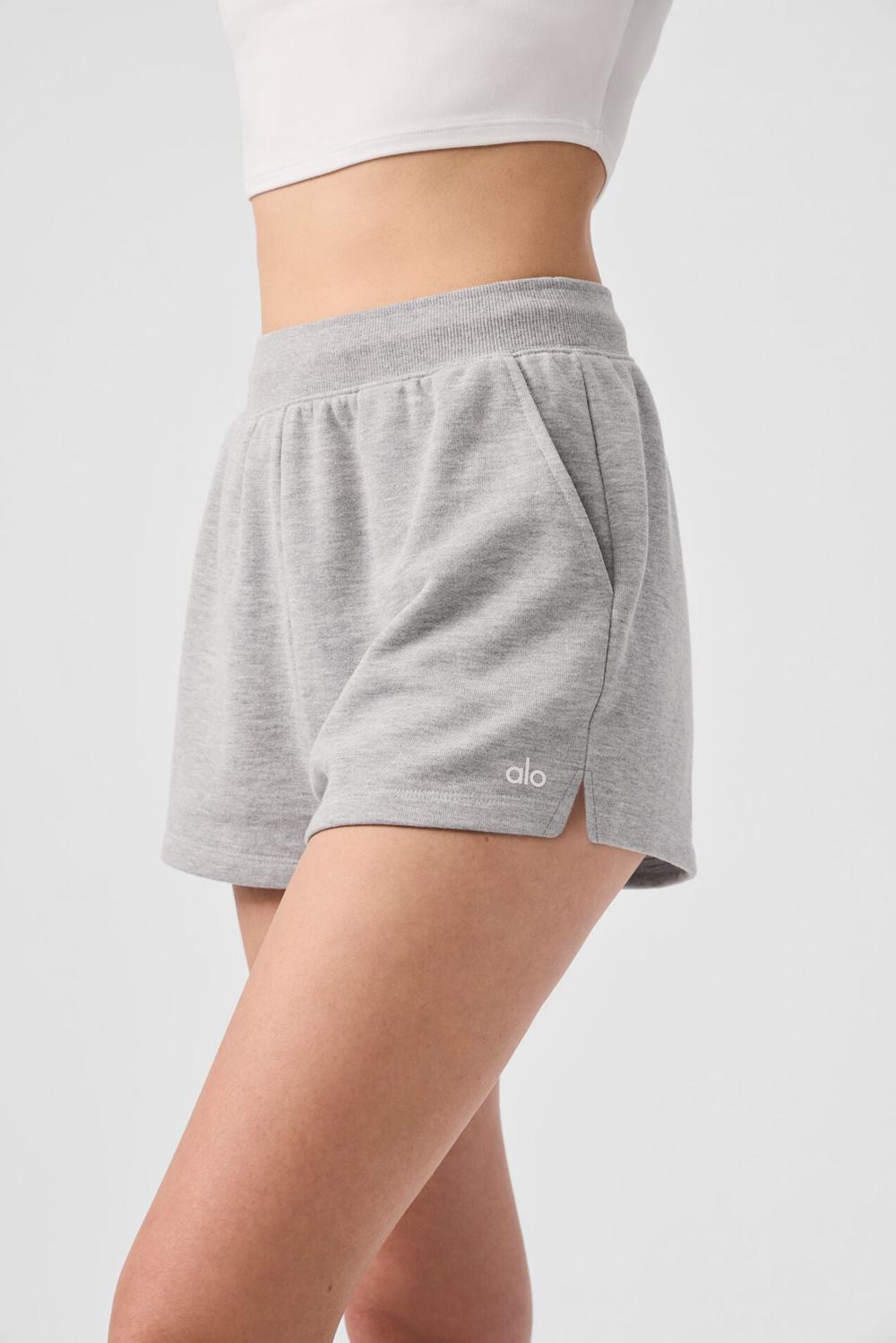 Σορτσ γυναικεια Alo Yoga Low Key Sweat γκρι | Greece  DAFUB-9372