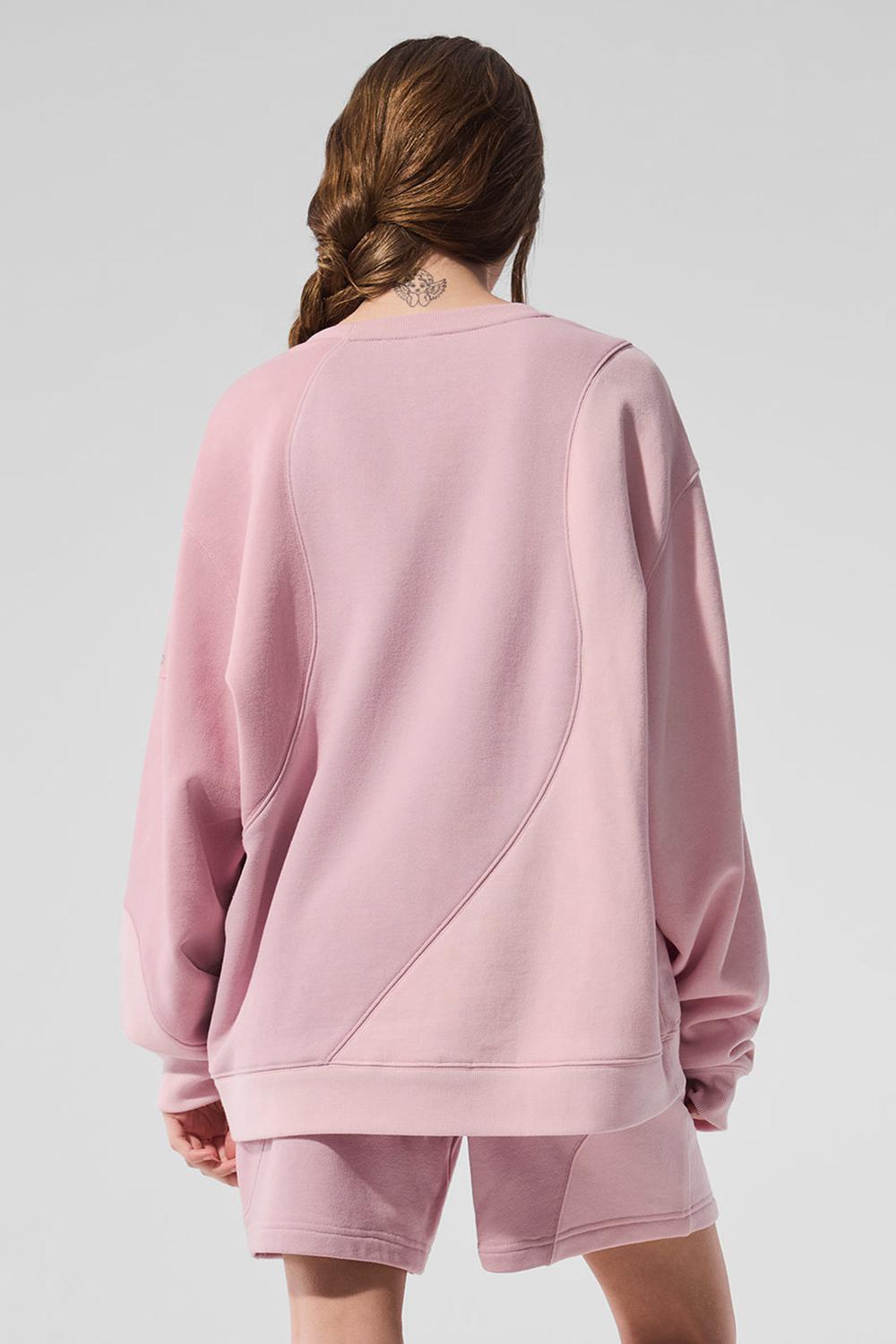 Φουτερ γυναικεια Alo Yoga Make Waves Crew Neck ροζ | Greece  FULJZ-3761