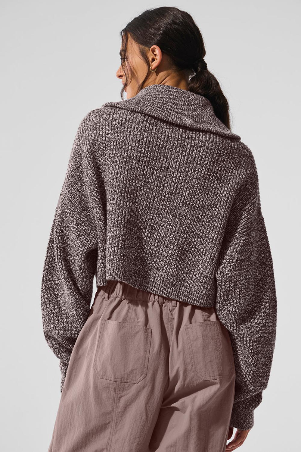 Φουτερ γυναικεια Alo Yoga Marl 1/4 Zip Mushroom Marl | Greece  YOIJB-1475