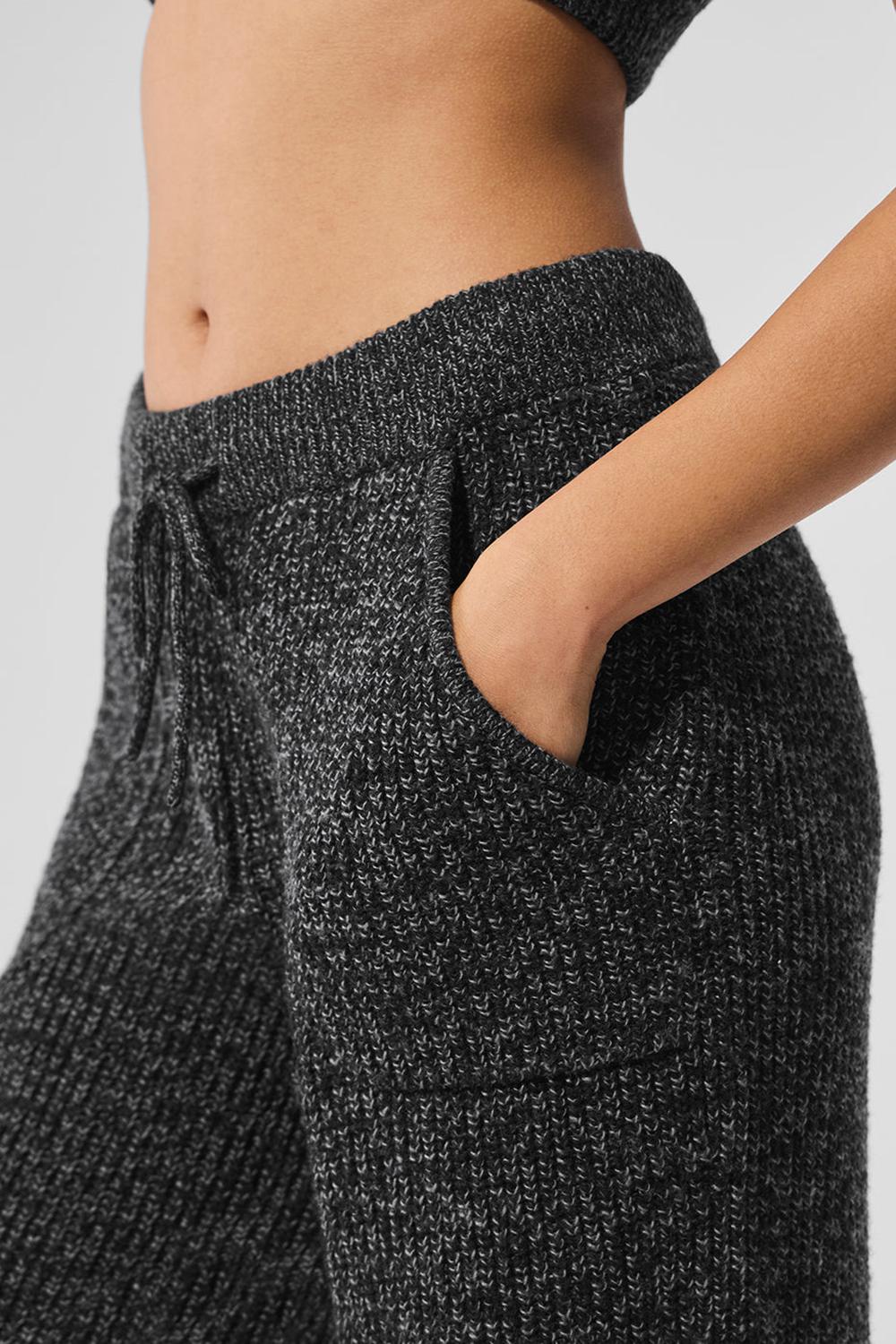 Παντελονι γυναικεια Alo Yoga Marl Sweater μαυρα | Greece  HEOGY-3974