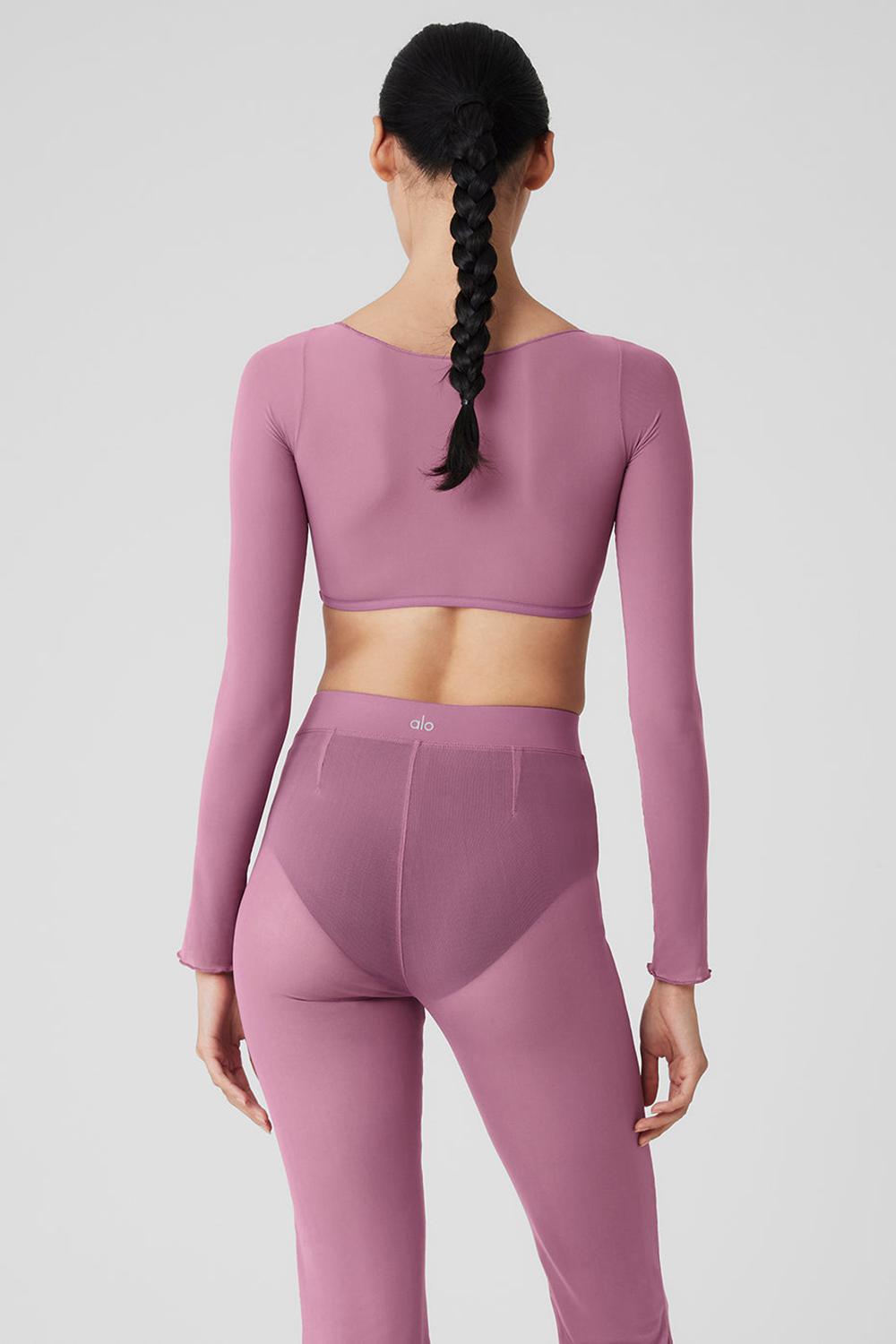 Μακρυμανικο γυναικεια Alo Yoga Mesh Sheer Illusion Cropped Soft Mulberry | Greece  WRZPB-6582