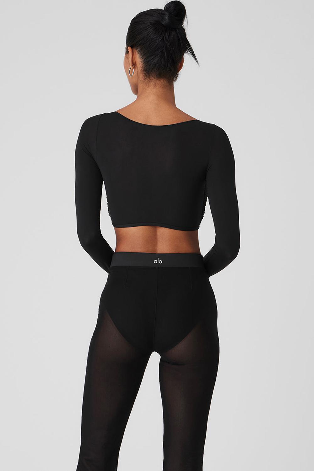Μακρυμανικο γυναικεια Alo Yoga Mesh Sheer Illusion Cropped μαυρα | Greece  FBVWJ-4250